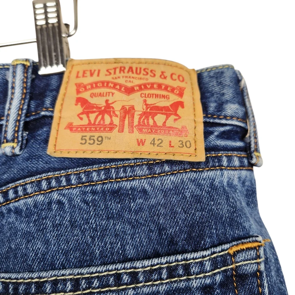 Levi's 559 Relaxed Fit Straight Leg Denim Blue Jeans Mens Size 42x30